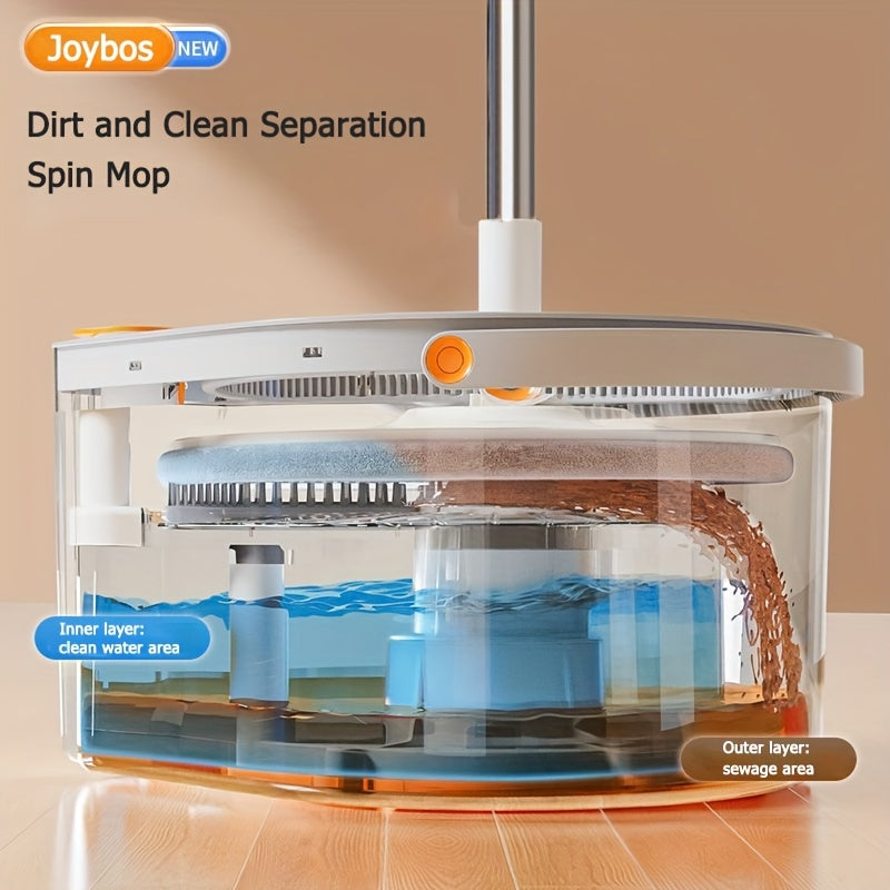 Joybos 360° Spin Mop And Bucket Set Featuring Four Washable Pads - Includes an Extendable Stainless Steel Handle, Designed for Manual Cleaning of Floors for Both Wet And Dry Applications, Perfect for Use in The Home, Kitchen, Bathroom, Living Room