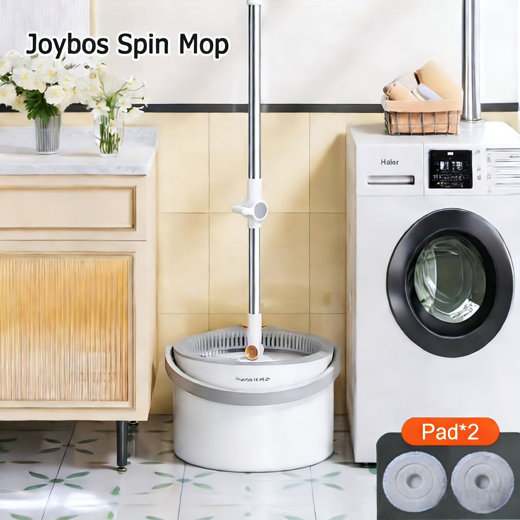 Joybos 360° Spin Mop And Bucket Set Featuring Four Washable Pads - Includes an Extendable Stainless Steel Handle, Designed for Manual Cleaning of Floors for Both Wet And Dry Applications, Perfect for Use in The Home, Kitchen, Bathroom, Living Room
