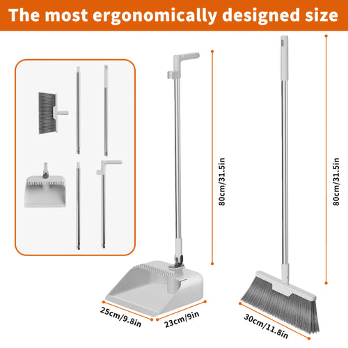 2-in-1 Broom and Dustpan Set, Foldable, Rotating, Hair Sweeping Tool, Home Kitchen, Living Room, Patio, Company