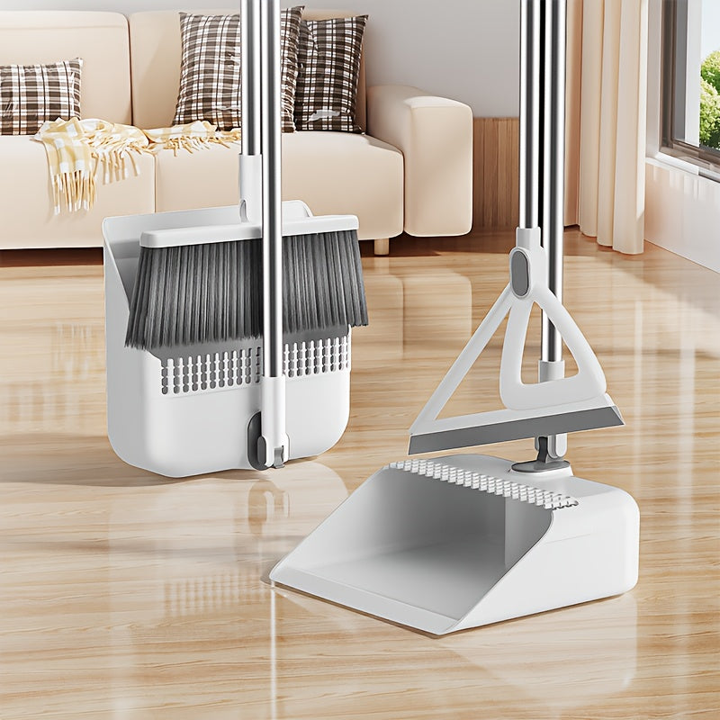 2-in-1 Broom and Dustpan Set, Foldable, Rotating, Hair Sweeping Tool, Home Kitchen, Living Room, Patio, Company