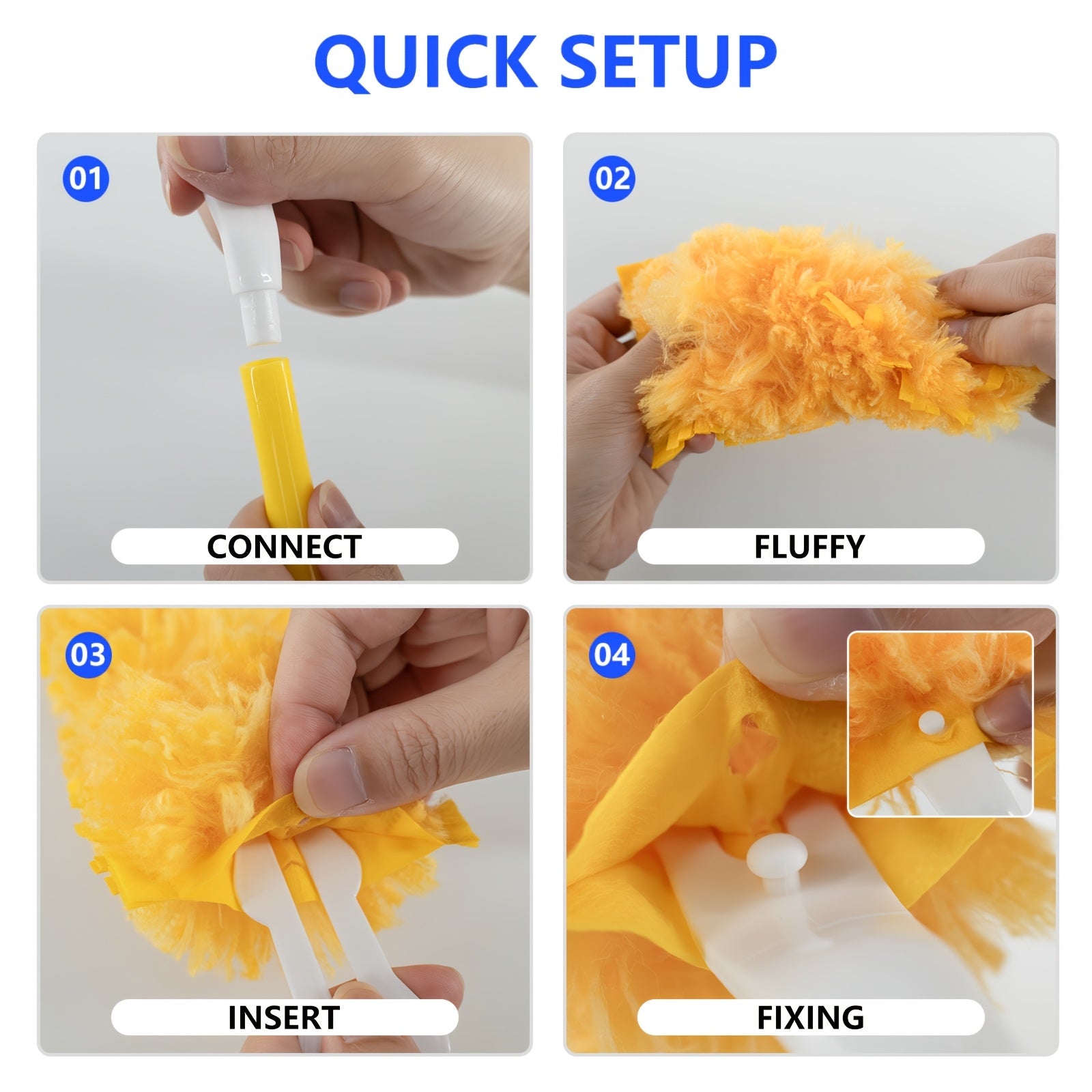 60+1 Duster Set: Includes 60pcs 360° Heavy Duty Duster Brush Refills And 1 Handle, Suitable for Multi-surface Cleaning (Furniture, Clothing, Glassware, Electronics). Disposable Electrostatic Microfiber Dusting Refills. Compatible with Dusting Tools.