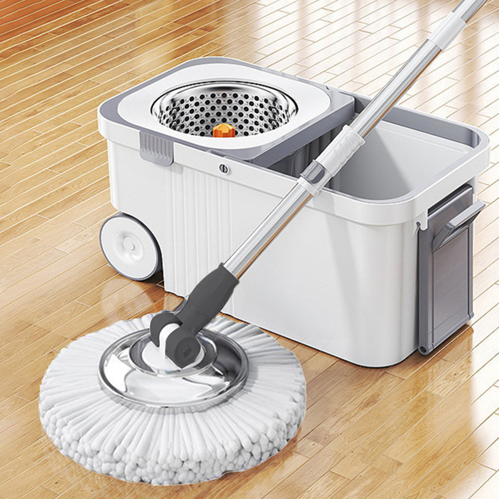 6 Replacement Refills Automatic Spin Mop with Extended Handle | Hand-Free Automatic Dehydration Mop Cleaning Spin Mop with Bucket for Household Floor Cleaning, Suitable for Living Room