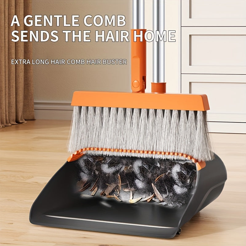 The Broom And Dustpan Set Includes A Broom And Dustpan. The Broom Bristles Are Dense And Elastic, Which Can Effectively Sweep Away Dust, Hair, And Other Debris. The Dustbin Is Wide And Deep, Making It Easy to Collect Garbage