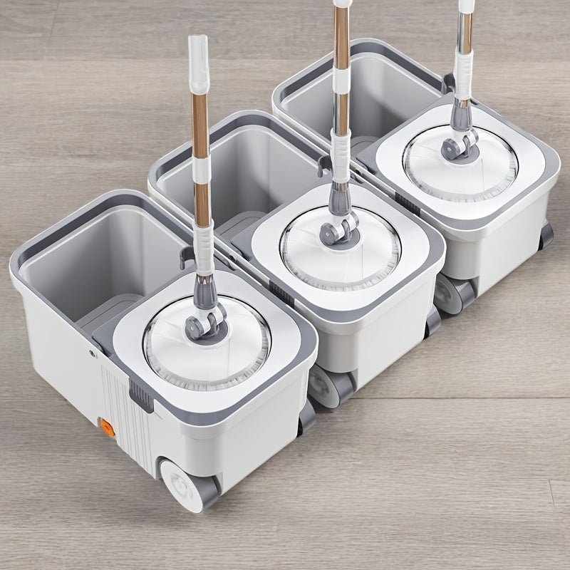 Large Spin Mop Bucket Deluxe 360 Spinning Floor Cleaning System With 4 Microfiber Replacement Head Refills, 62\