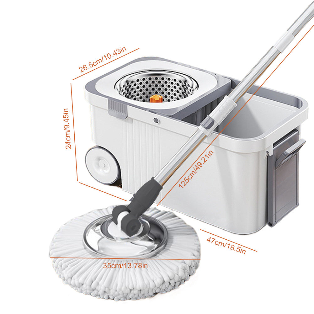 6 Replacement Refills Automatic Spin Mop with Extended Handle | Hand-Free Automatic Dehydration Mop Cleaning Spin Mop with Bucket for Household Floor Cleaning, Suitable for Living Room