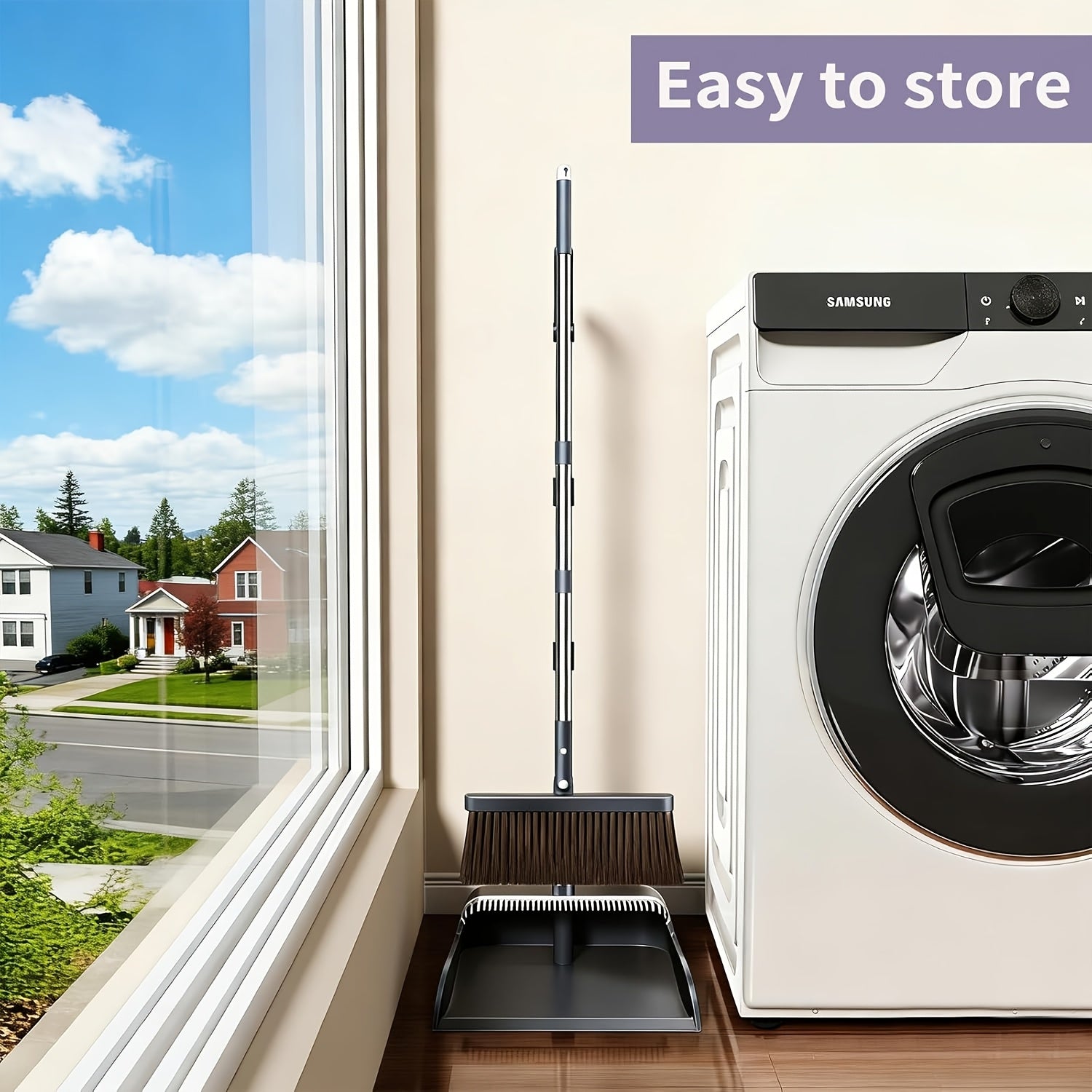 Broom with Dustpan Combo Set, Broom and Dustpan Set, Extra Brush Head & 51.6\