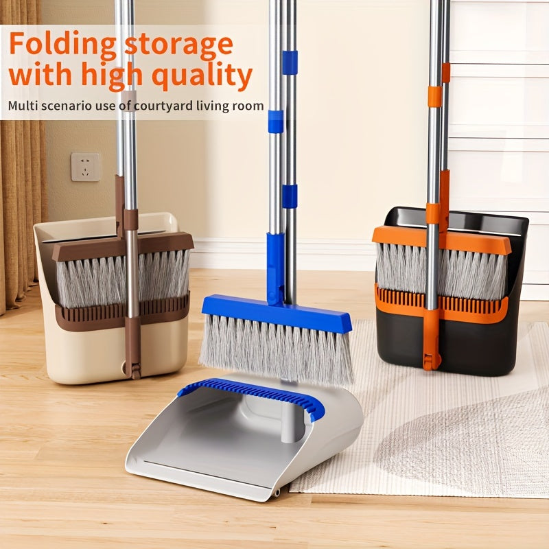 The Broom And Dustpan Set Includes A Broom And Dustpan. The Broom Bristles Are Dense And Elastic, Which Can Effectively Sweep Away Dust, Hair, And Other Debris. The Dustbin Is Wide And Deep, Making It Easy to Collect Garbage