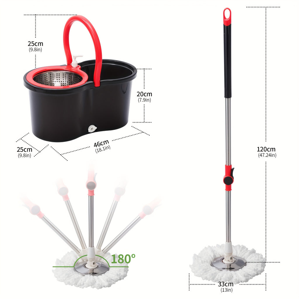 Set of Spin Mop And Bucket with Wringer, Ideal for Bathroom Use, Including a 360° Spinning Mop Bucket System with Three Microfiber Mop Replacement Heads And a 61\