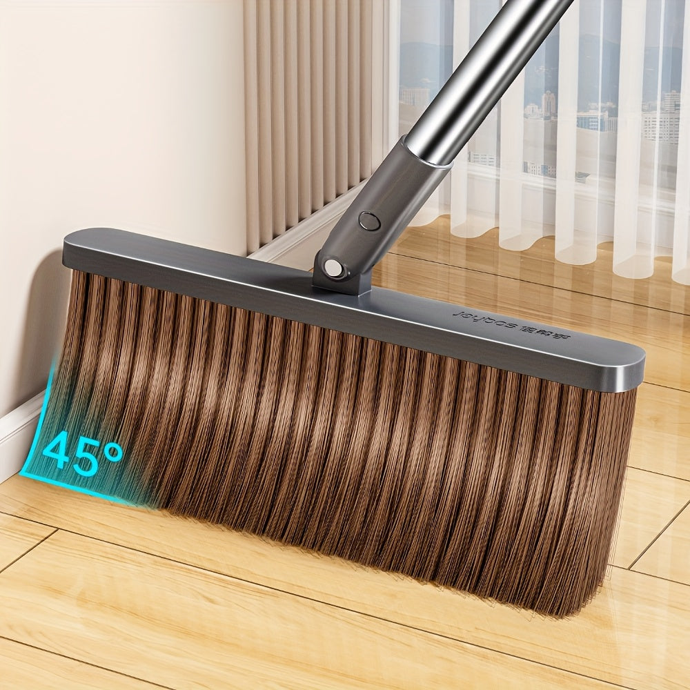 JOYBOS Broom and Dustpan Set, Long Handle, Extended Comb Teeth, Unflagged Bristle, Upgraded Design, with Plastic Processable Materials, for Hard Floor, Living Room, Bedroom, Outdoor, Car, Patio, Office, Home, Kitchen, Indoor and Outdoor Sweeping