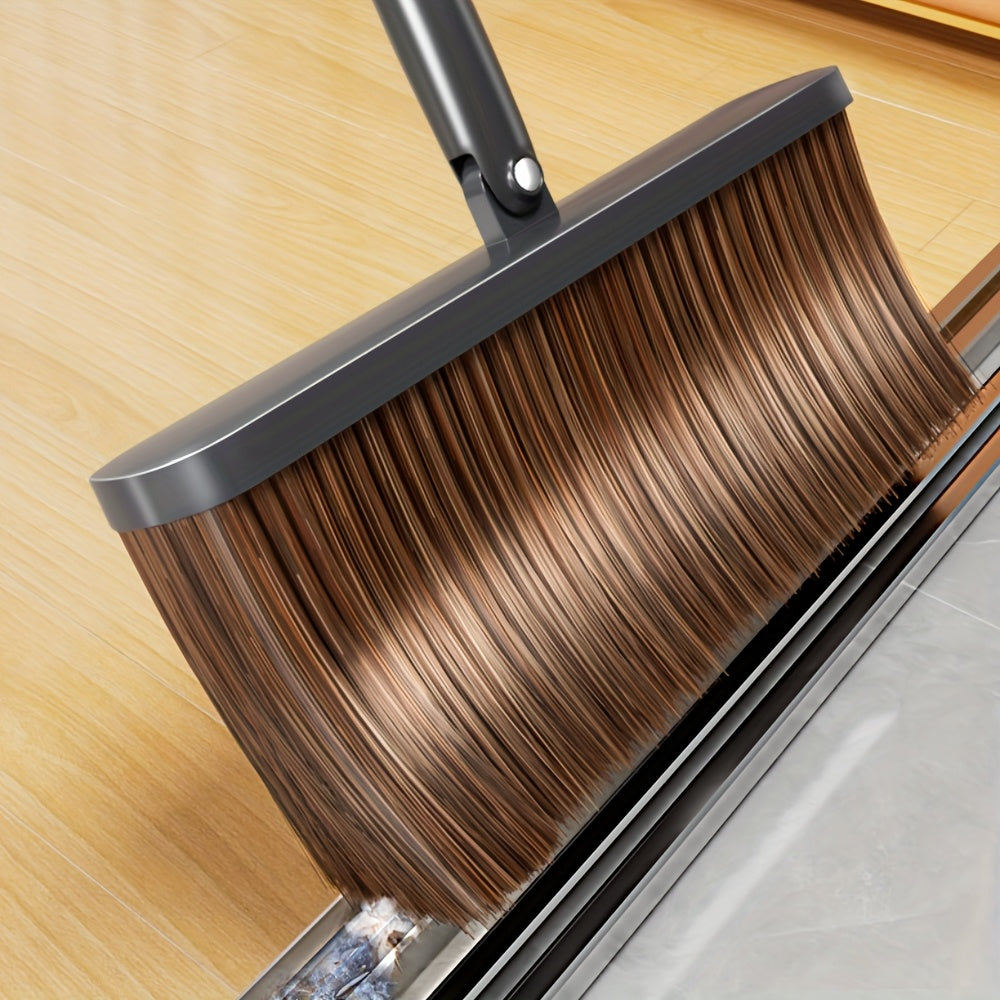 JOYBOS Broom and Dustpan Set, Long Handle, Extended Comb Teeth, Unflagged Bristle, Upgraded Design, with Plastic Processable Materials, for Hard Floor, Living Room, Bedroom, Outdoor, Car, Patio, Office, Home, Kitchen, Indoor and Outdoor Sweeping