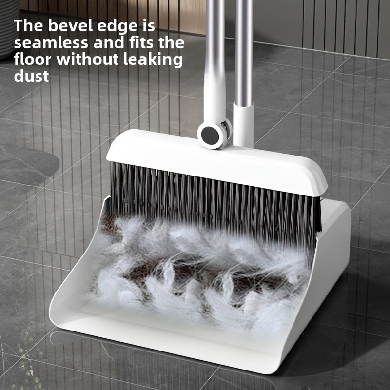 Best Quality 3-in-1 High-Efficiency Ergonomic Long Handle Floor Cleaning Kit - Durable Broom, Dustpan & Brush Set for Home, Office, School, Redroom, Dorms - Easy-to-Clean Household Cleaning Essentials