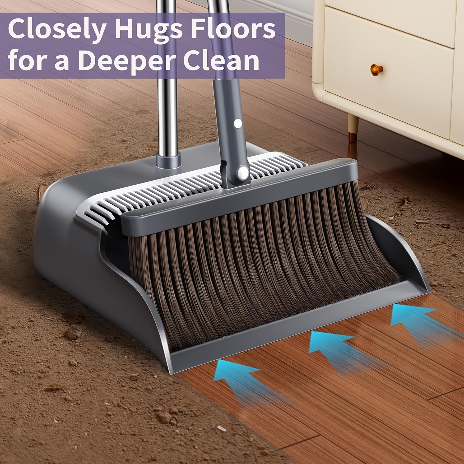 Broom with Dustpan Combo Set, Broom and Dustpan Set, Extra Brush Head & 51.6\