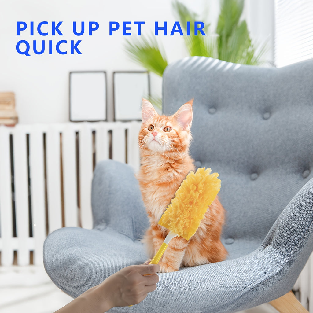 60+1 Duster Set: Includes 60pcs 360° Heavy Duty Duster Brush Refills And 1 Handle, Suitable for Multi-surface Cleaning (Furniture, Clothing, Glassware, Electronics). Disposable Electrostatic Microfiber Dusting Refills. Compatible with Dusting Tools.