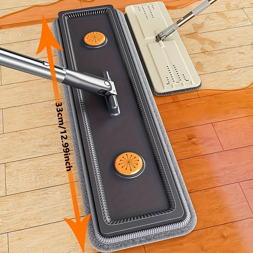 Upgrade Large Flat Mop And Bucket Set with Wringer, Hands Free Floor Mop And Bucket for Deep Cleaning, Wet And Dry Use, Wash&Dry Dual Bucket, with 2 Reusable Microfiber Pads, Space-Saving Design for Hardwood, Tile, Laminate Floor, Window, Wall Clean