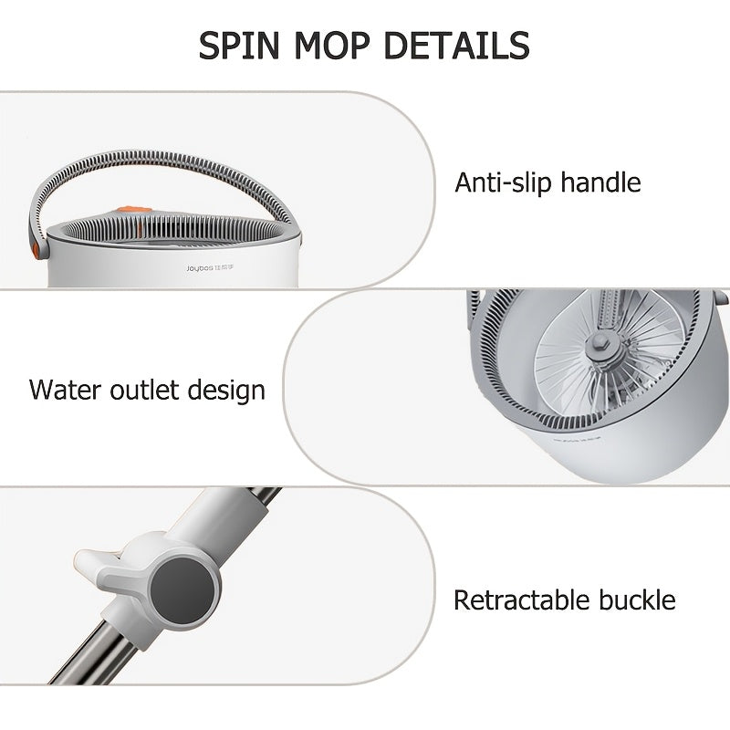 Joybos 360° Spin Mop And Bucket Set Featuring Four Washable Pads - Includes an Extendable Stainless Steel Handle, Designed for Manual Cleaning of Floors for Both Wet And Dry Applications, Perfect for Use in The Home, Kitchen, Bathroom, Living Room