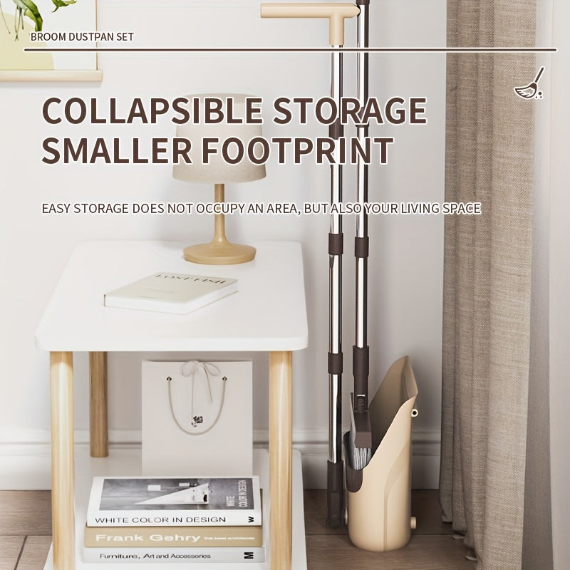 1 Set, Broom And Dustpan Set Combination, Thickened Rotatable Folding Stainless Steel Rod, Durable Soft Hair Broom, Plastic Non-stick Hair, Thickened Design, Suitable for Pet Hair Removal, Bedroom, Living Room, Courtyard Cleaning Supplies.