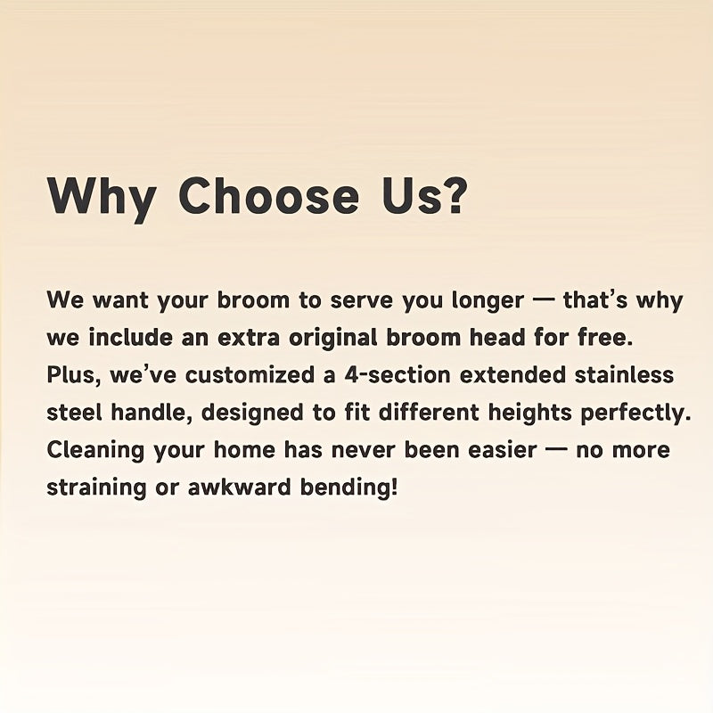 JOYBOS Broom and Dustpan Set, Long Handle, Extended Comb Teeth, Unflagged Bristle, Upgraded Design, with Plastic Processable Materials, for Hard Floor, Living Room, Bedroom, Outdoor, Car, Patio, Office, Home, Kitchen, Indoor and Outdoor Sweeping