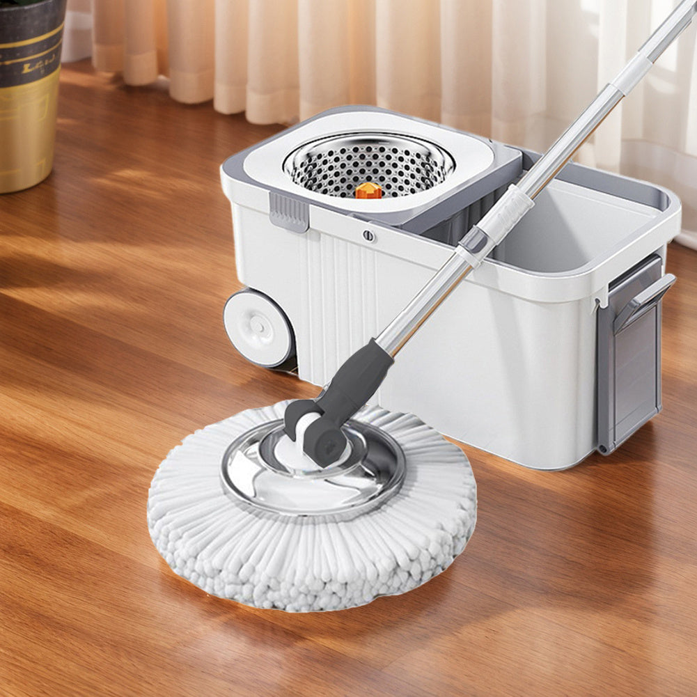 6 Replacement Refills Automatic Spin Mop with Extended Handle | Hand-Free Automatic Dehydration Mop Cleaning Spin Mop with Bucket for Household Floor Cleaning, Suitable for Living Room