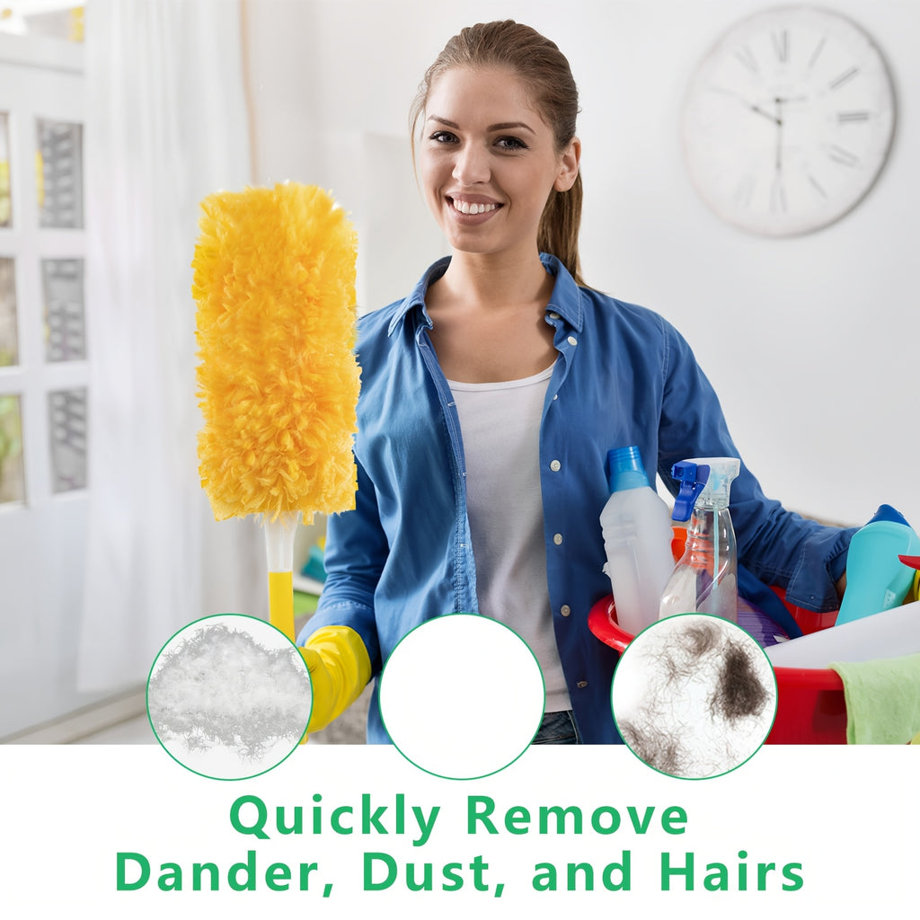 60+1 Duster Set: Includes 60pcs 360° Heavy Duty Duster Brush Refills And 1 Handle, Suitable for Multi-surface Cleaning (Furniture, Clothing, Glassware, Electronics). Disposable Electrostatic Microfiber Dusting Refills. Compatible with Dusting Tools.