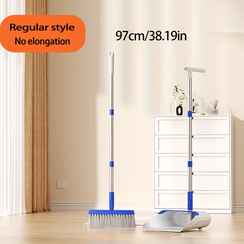 1 Set, Broom And Dustpan Set Combination, Thickened Rotatable Folding Stainless Steel Rod, Durable Soft Hair Broom, Plastic Non-stick Hair, Thickened Design, Suitable for Pet Hair Removal, Bedroom, Living Room, Courtyard Cleaning Supplies.