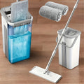 Hands-free Flat Mop And Bucket Set With 2 Reusable Microfiber Pads, Long Handle, Wringer, 360° Flexible Swivel For Floor Cleaning And Wall Cleaning, Mop And Bucket Cleaning Set