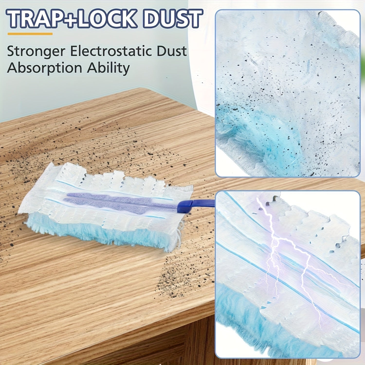 200pcs Disposable Duster Refills Tools Kit Include 2 Handles, Electrostatic Duster Cloths Replacement, Effortless Dust Removal for Electronics, Furniture, Blinds, And Ceiling Fans, Home Dust Cleaning Accessories