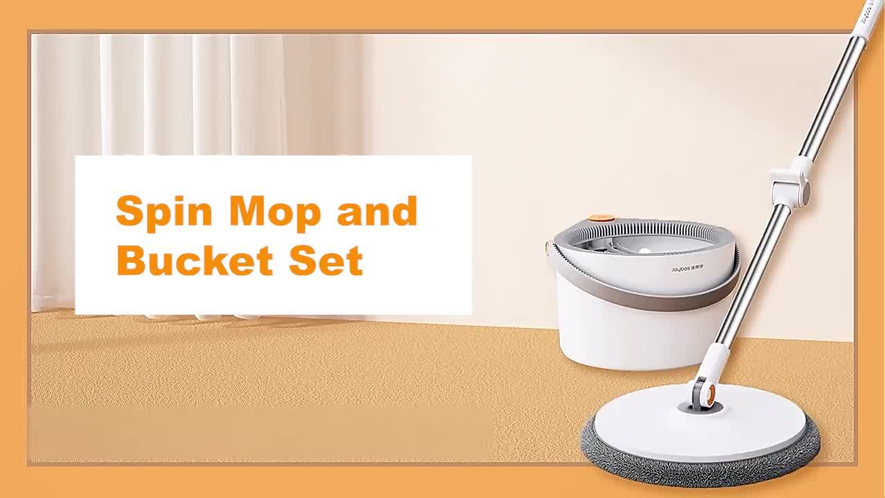 Joybos 360° Spin Mop And Bucket Set Featuring Four Washable Pads - Includes an Extendable Stainless Steel Handle, Designed for Manual Cleaning of Floors for Both Wet And Dry Applications, Perfect for Use in The Home, Kitchen, Bathroom, Living Room
