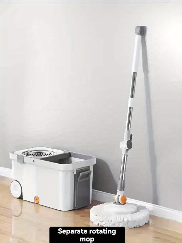 Large Spin Mop Bucket Deluxe 360 Spinning Floor Cleaning System With 4 Microfiber Replacement Head Refills, 62\