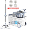 Large Spin Mop Bucket Deluxe 360 Spinning Floor Cleaning System With 4 Microfiber Replacement Head Refills, 62\